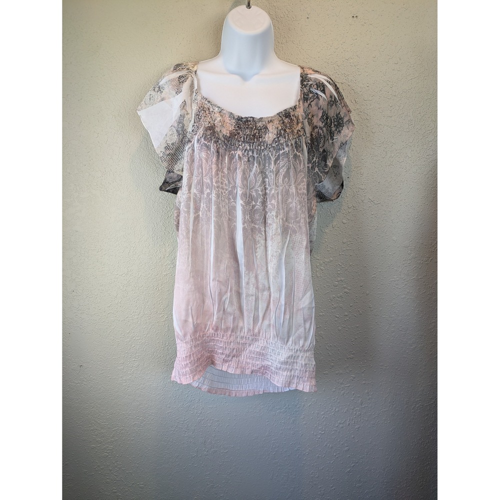 Maurices Floral‎ Smocked Top Lightweight XL Romantic Boho Soft Feminine Peasant